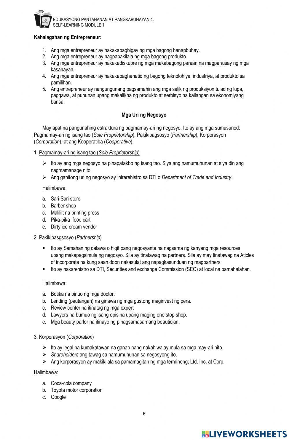 Self-Learning Module 1