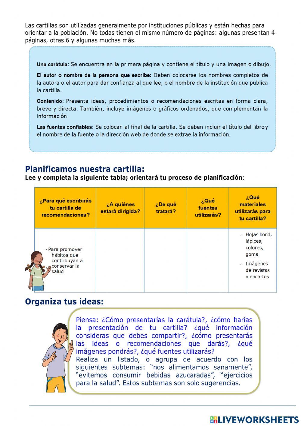 Planificamos la cartilla de recomendaciones para promover hábitos que contribuyan a conservar la salud