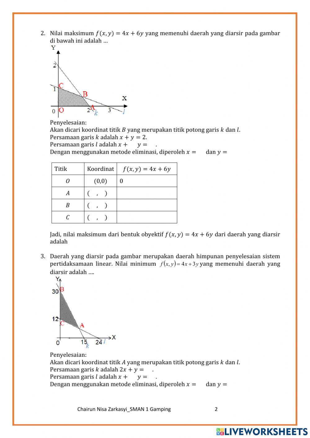 LKPD Nilai Optimum Fungsi Objektif