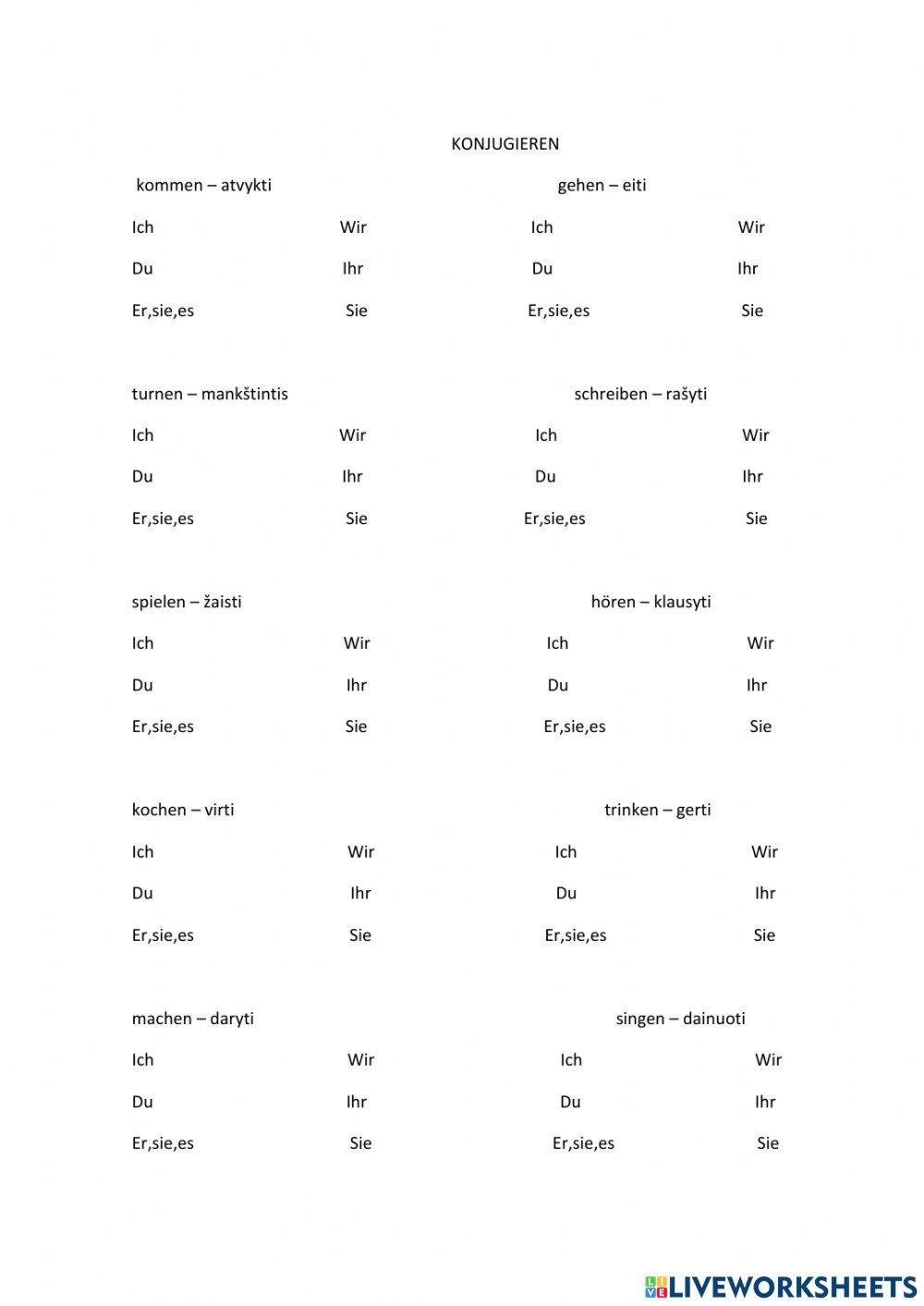 Konjugieren im Präsens