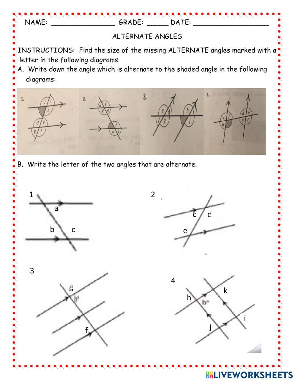 Alternate Angles B Worksheet Live Worksheets