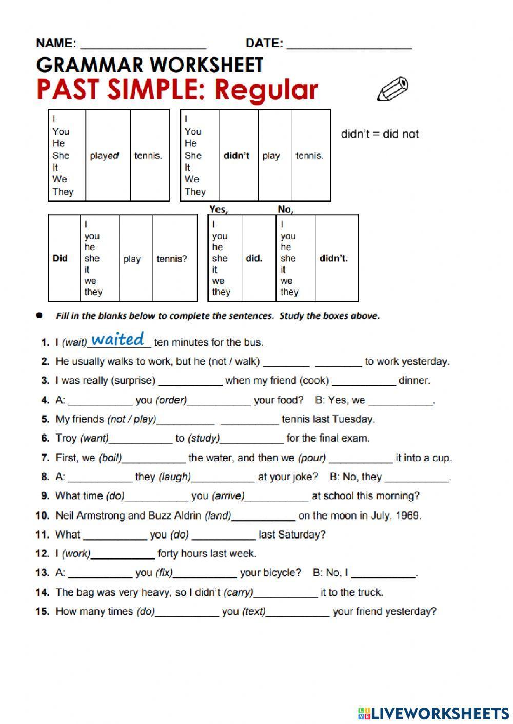 5th grade September 15th: Past simple