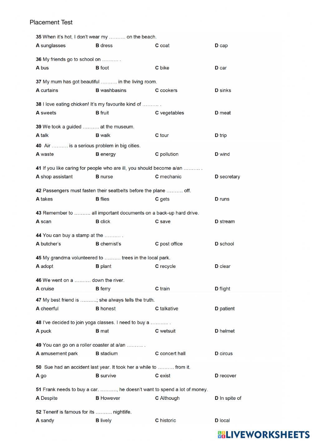 Right On Placement Test