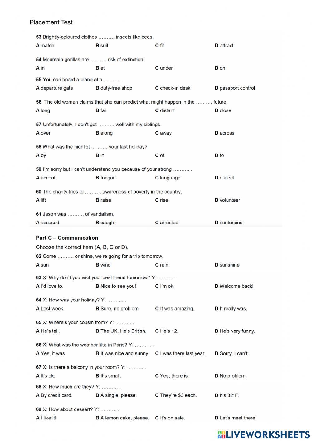 Right On Placement Test