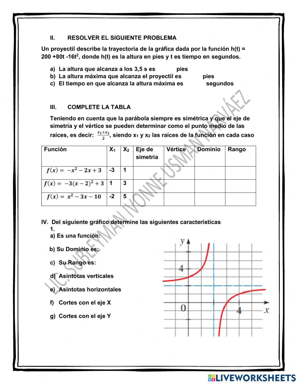 Funciones polinómicas y racionales