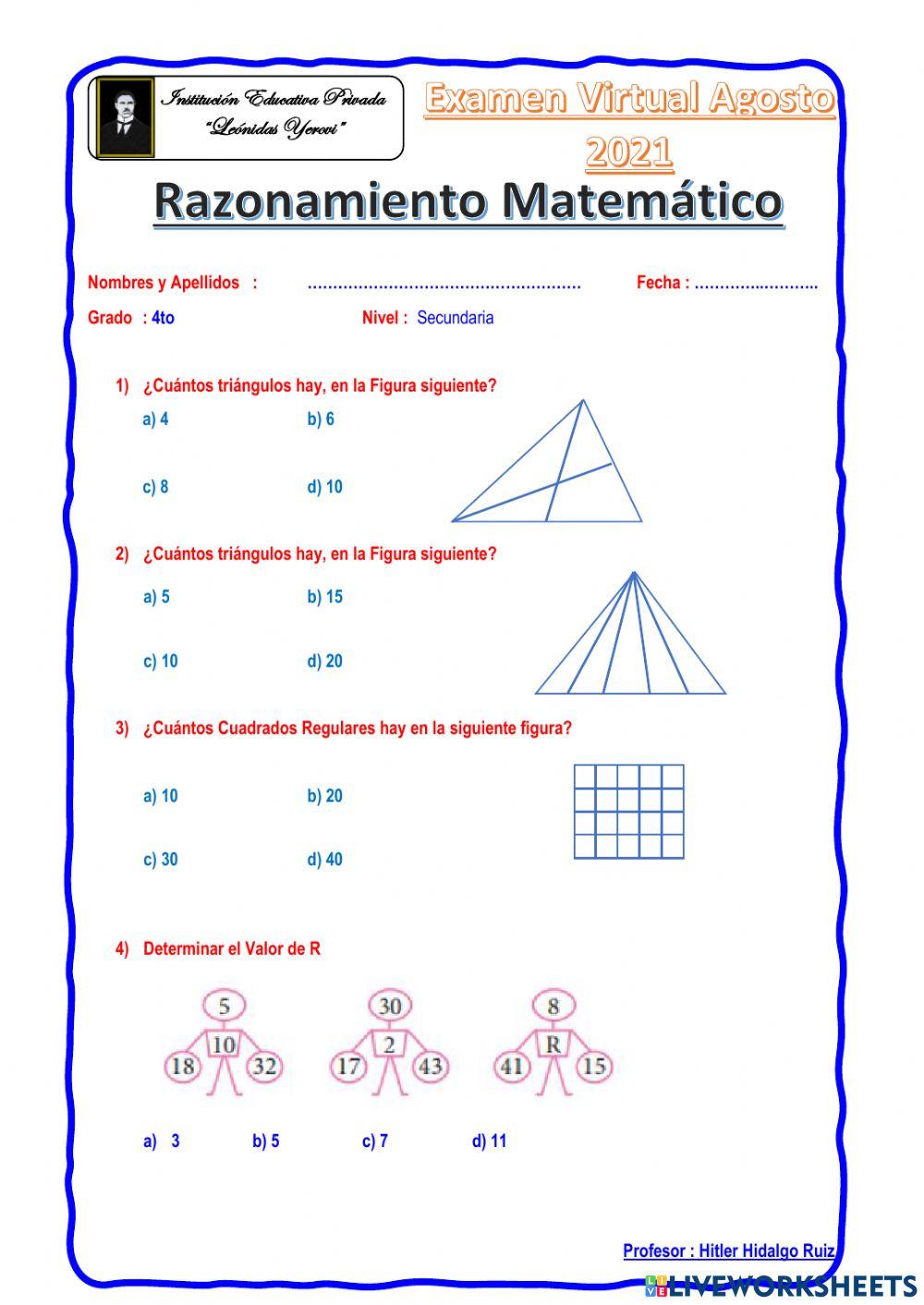 Examen Rm 4to Sec