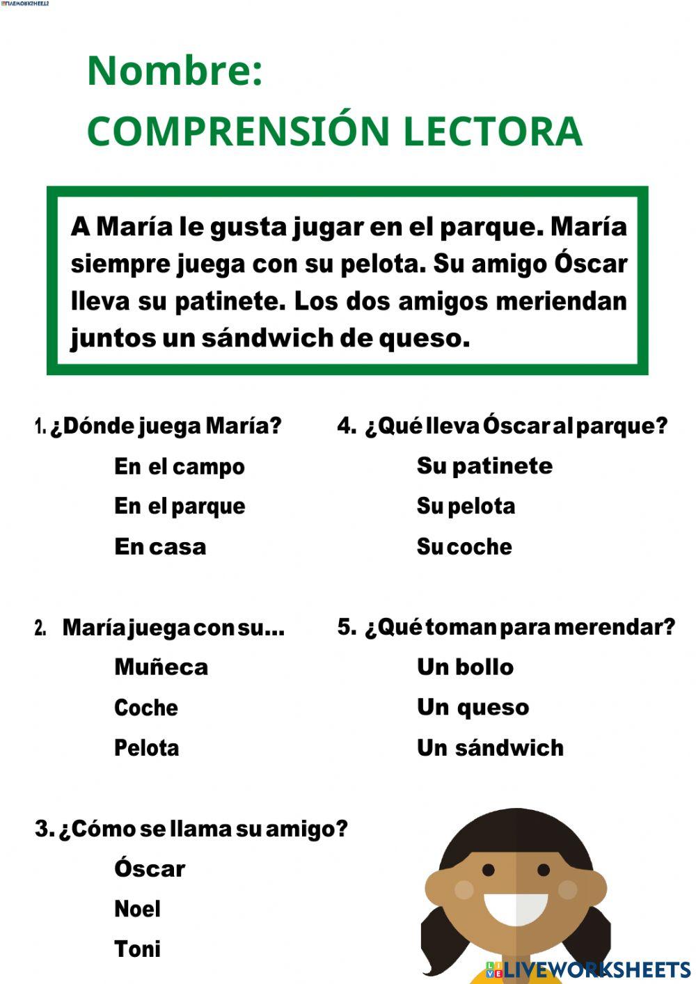 Práctica comprensión lectora worksheet | Live Worksheets