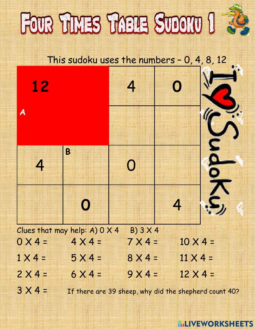 Four Times Table Sudoku 1