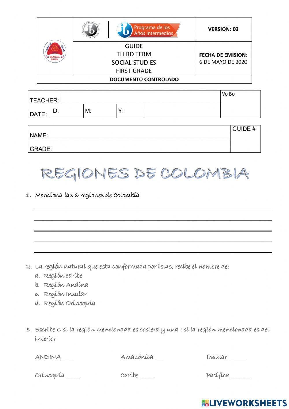 Regiones de colombia