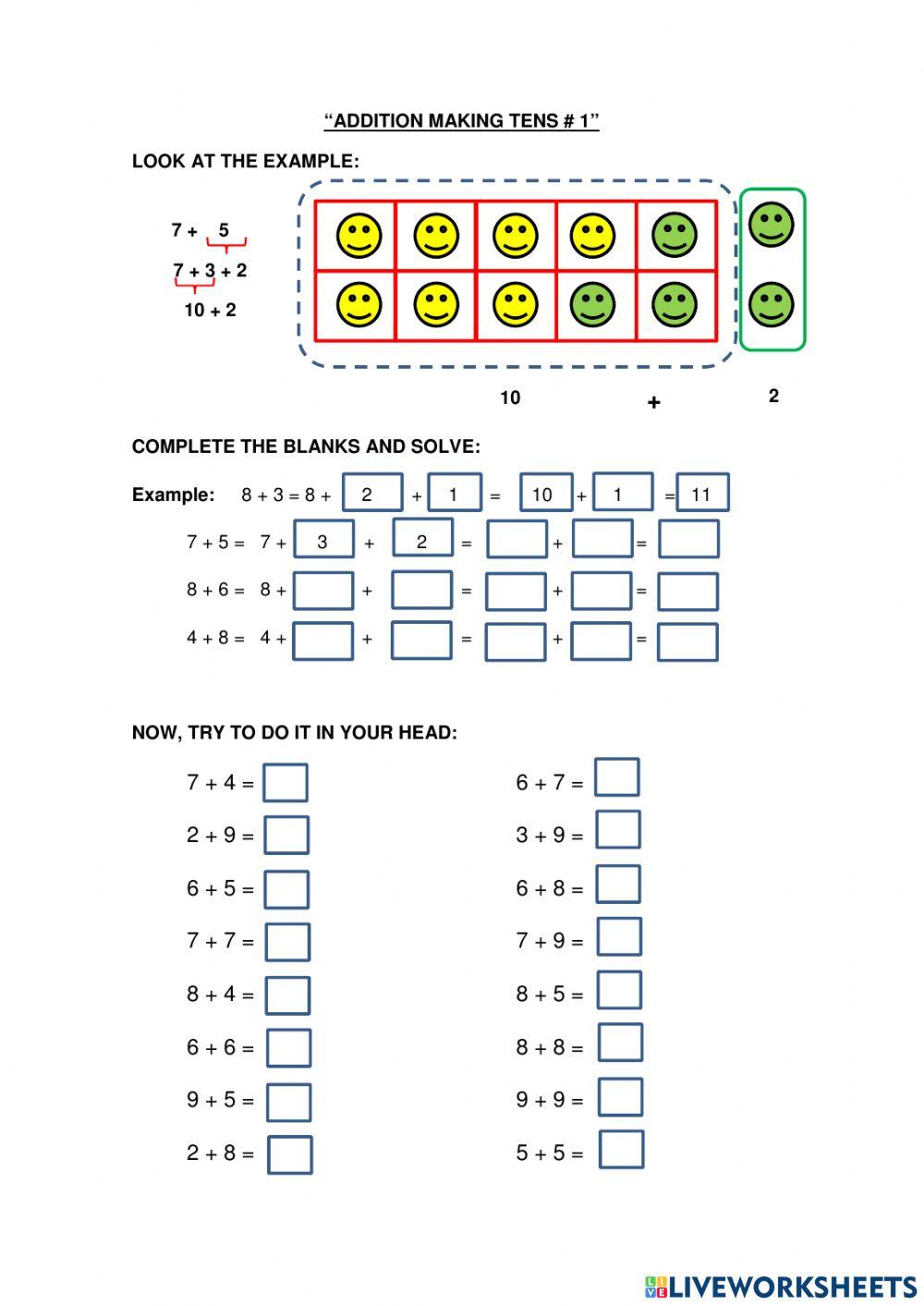 Fast addition 1399555 flor acevedo live worksheets