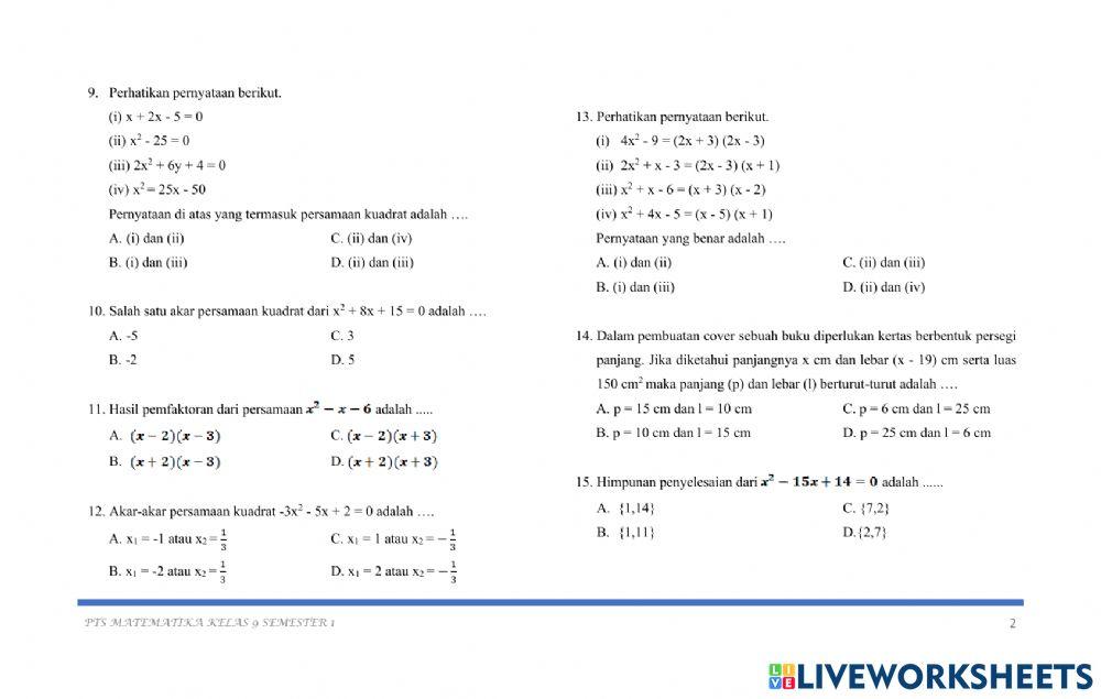 Remidi PTS I Kelas 9
