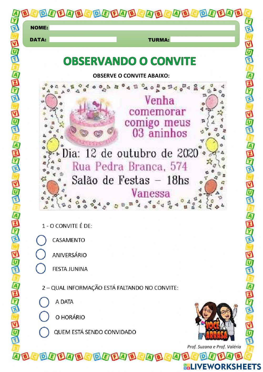 Observando o Convite