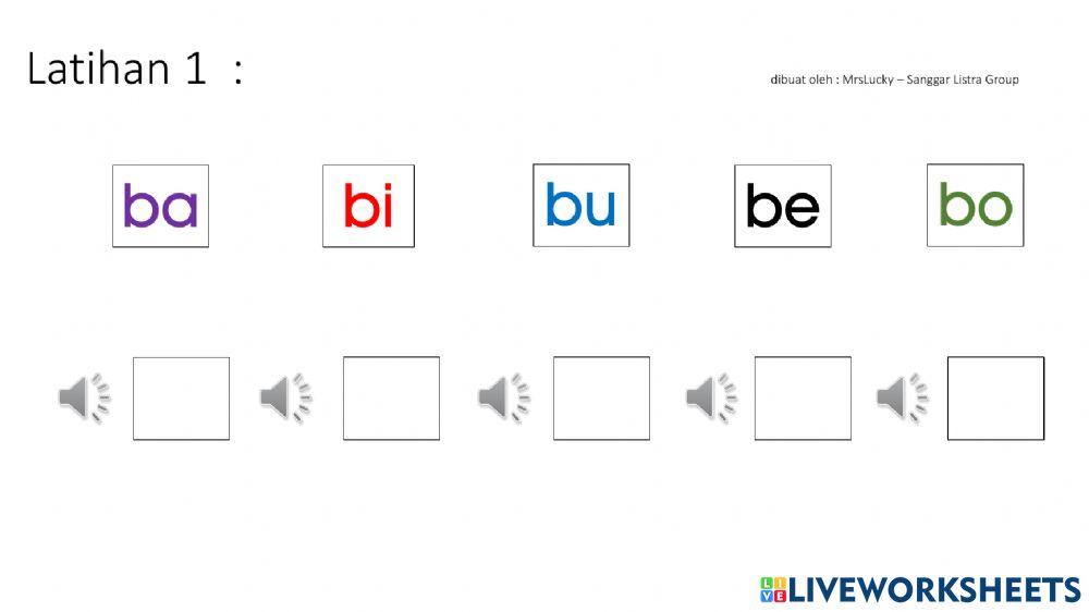 Latihan baca ba bi bu be bo