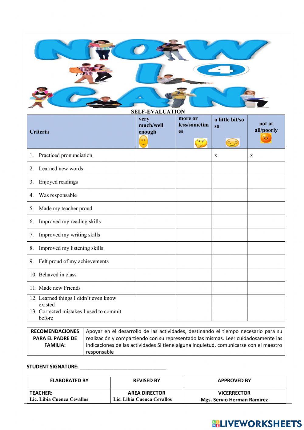 Learning activities for first quimestre exam
