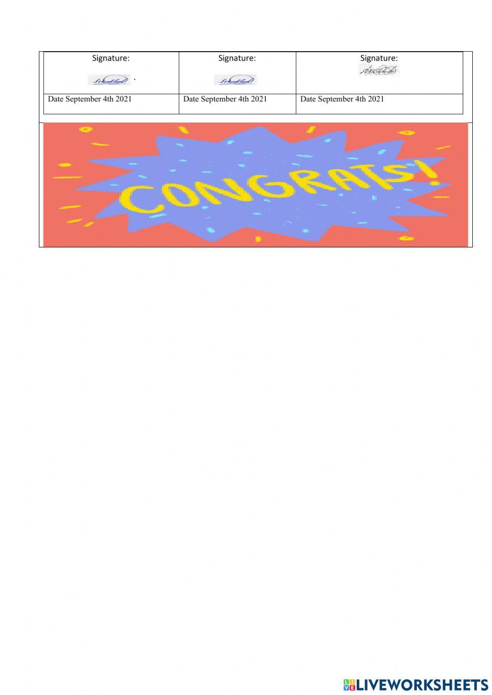 Learning activities for first quimestre exam