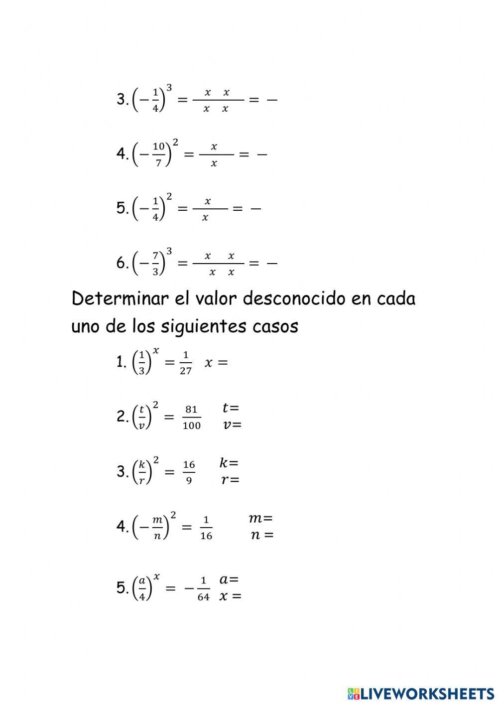 Potenciación de números Racionales