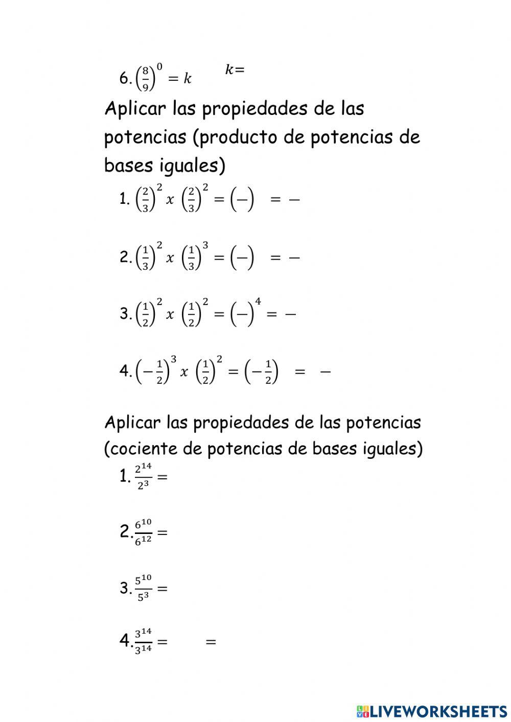 Potenciación de números Racionales