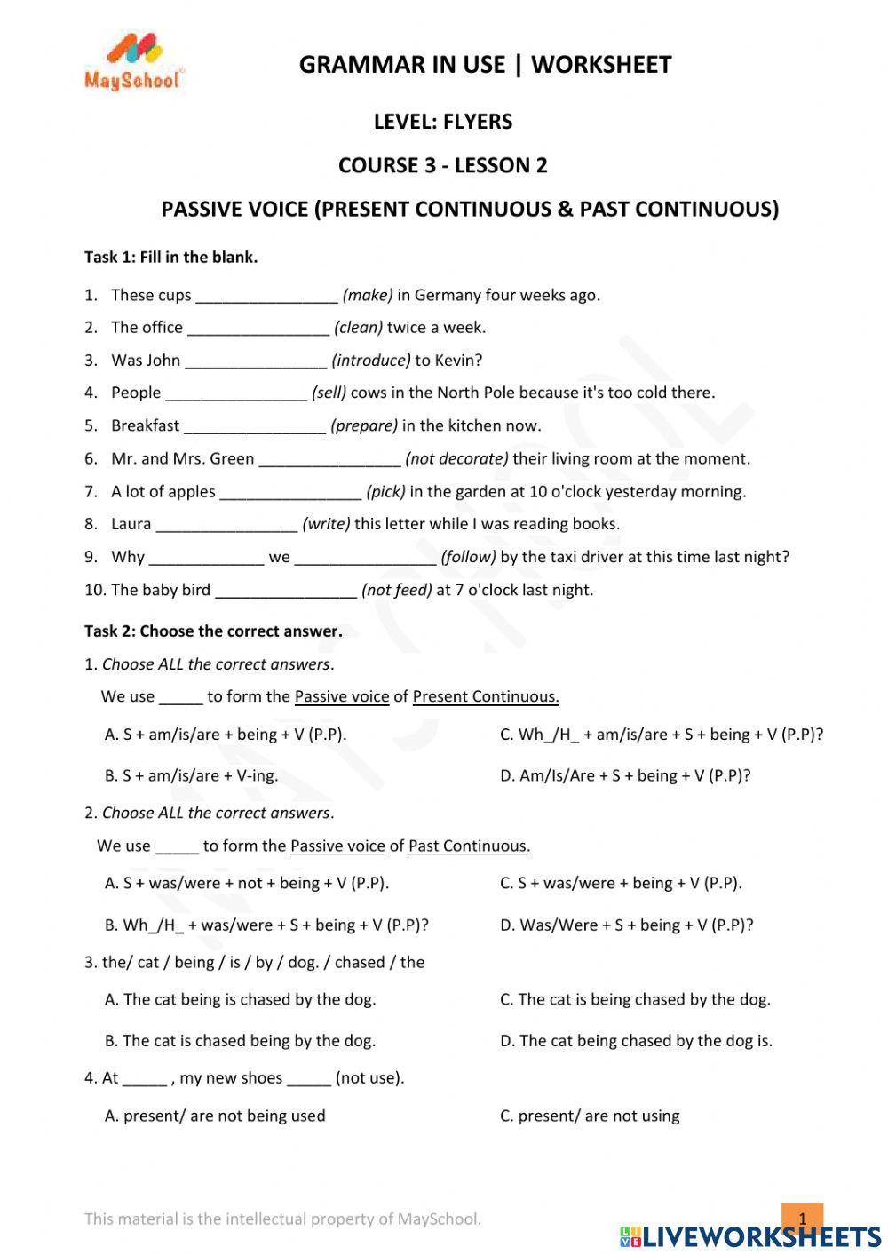 F - GiU - Passive (Present Continuous & Past Continuous)