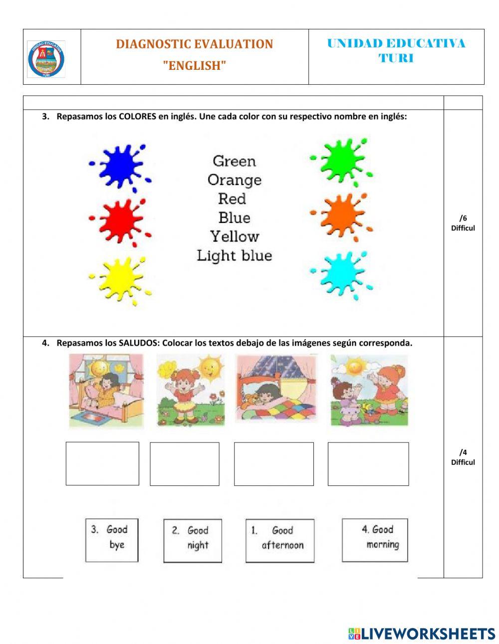 EVALUACION DIAGNOSTICA 4TO EGB
