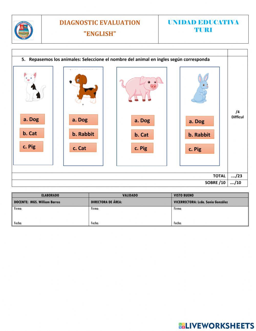 EVALUACION DIAGNOSTICA 4TO EGB