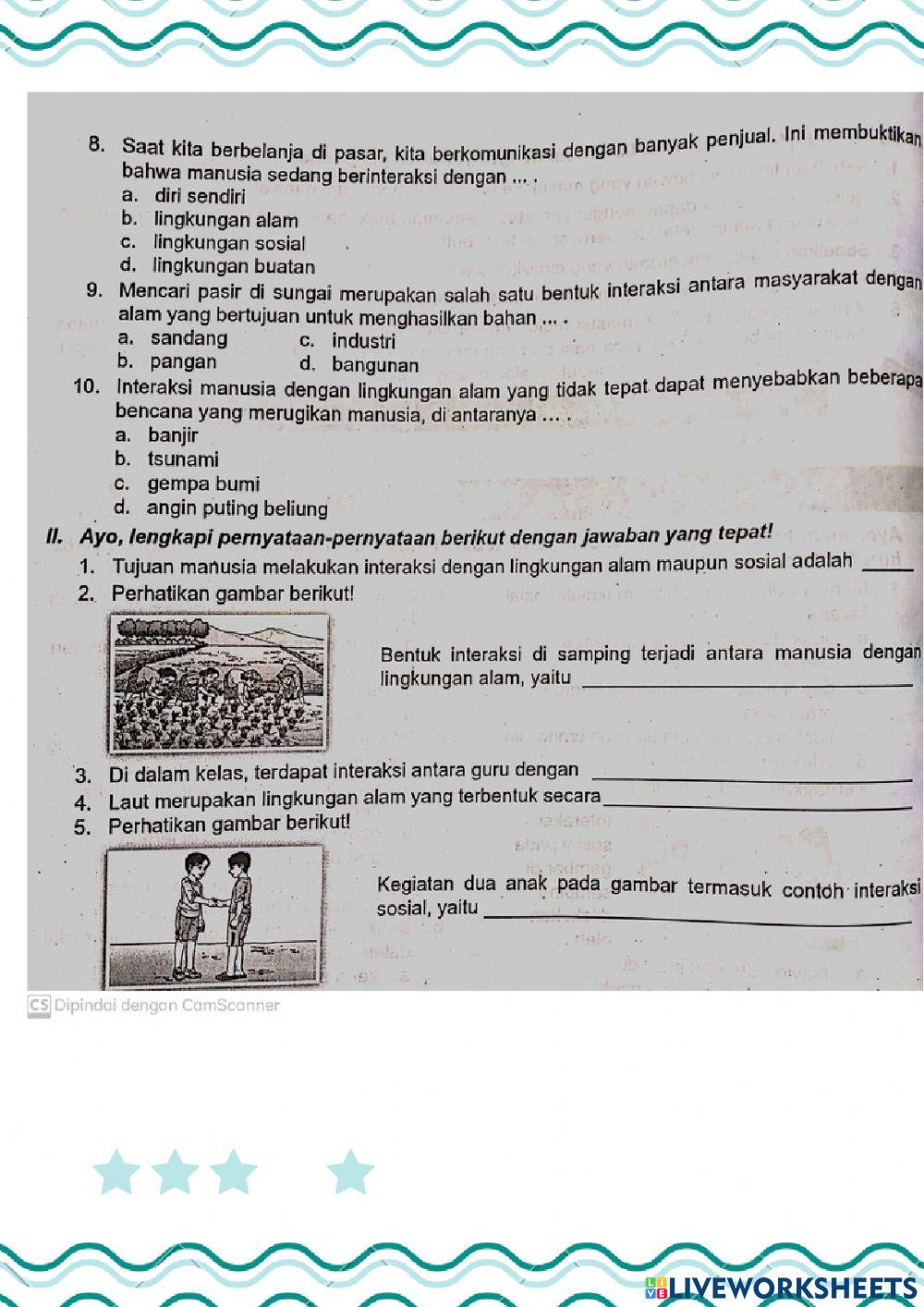 Kelas 5 SD - TEMA 3 SUBTEMA 1 - IPS KD 3.2 INTERAKSI SOSIAL DAN INTERAKSI DENGAN LINGKUNGAN HIDUP
