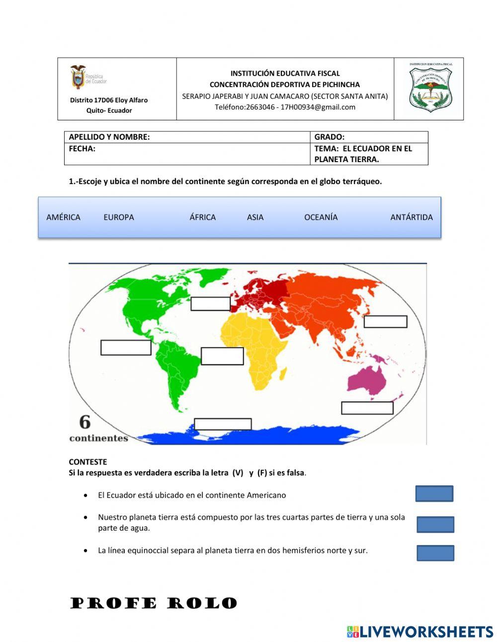 El ecuador en el planeta tierra