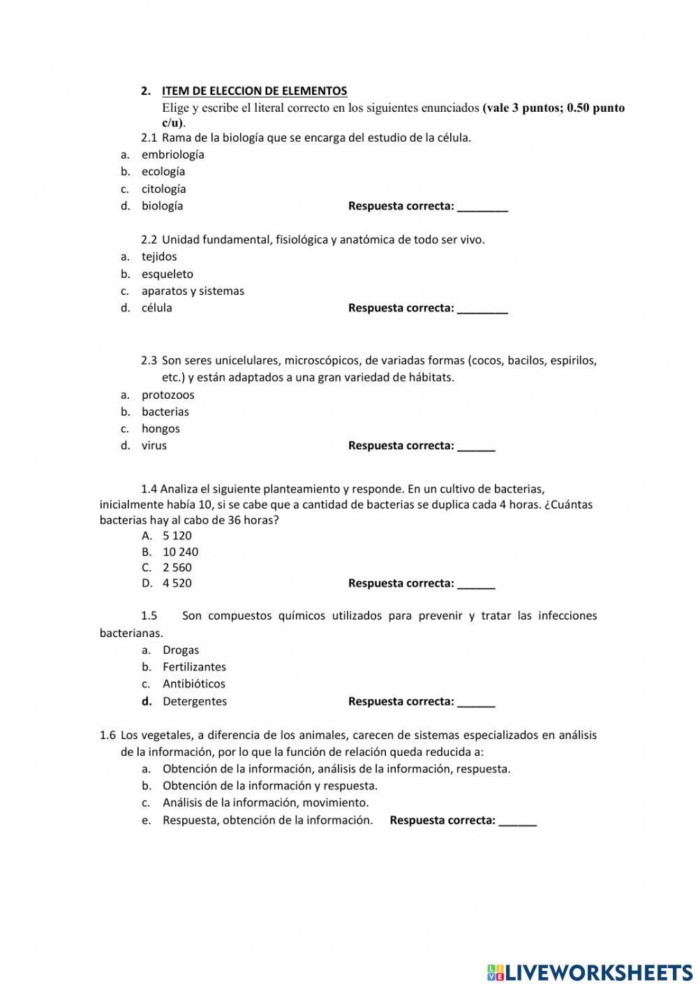 Examen ciencias naturales
