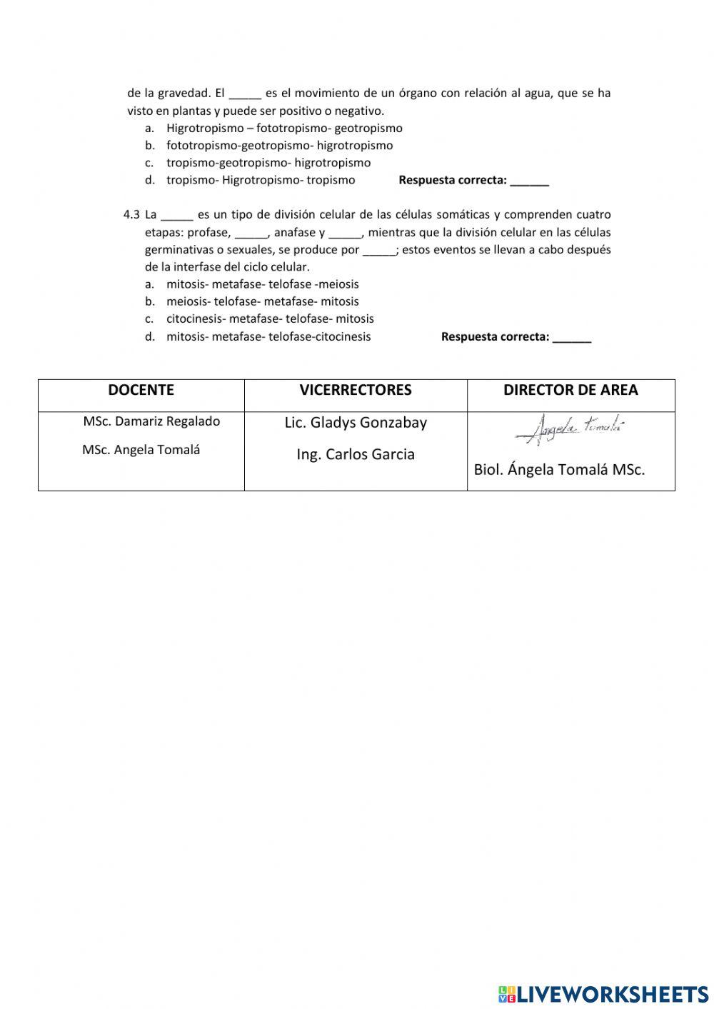 Examen ciencias naturales