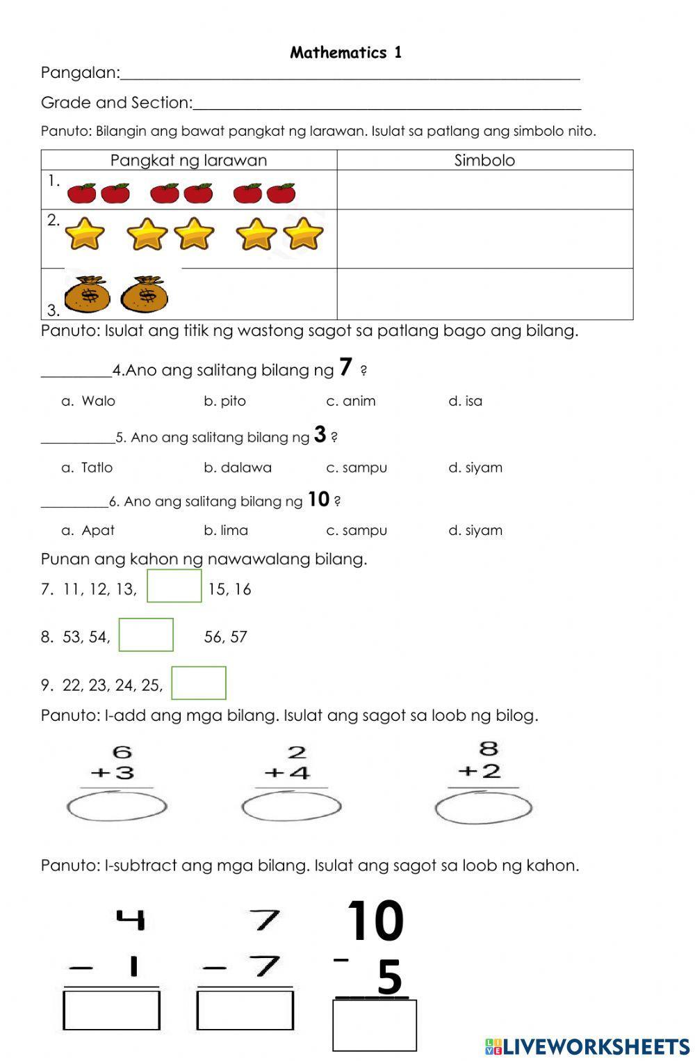 1400366 numeracy assessment grade 1 roma isabella