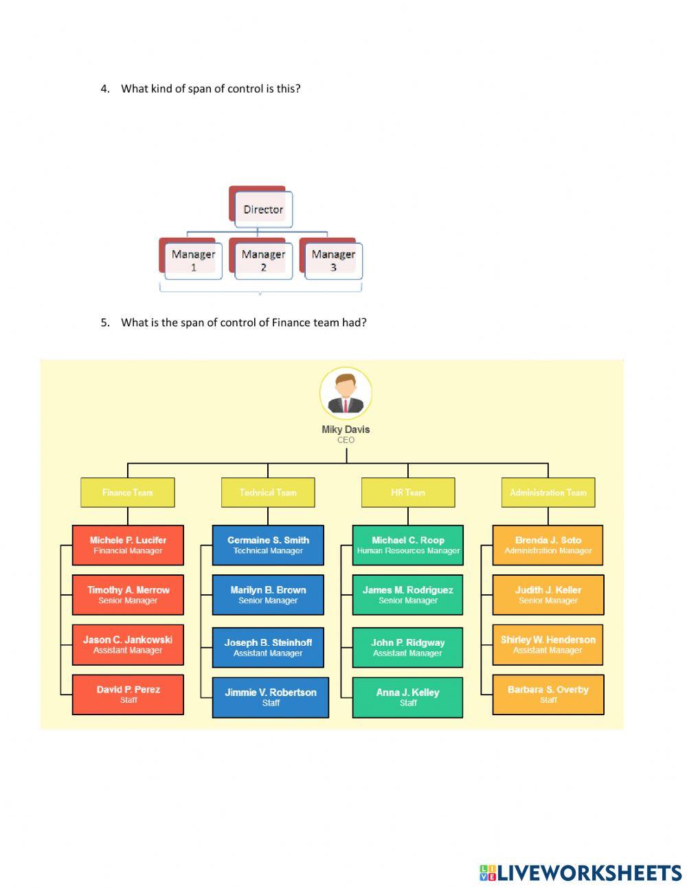 Span of control worksheet | Live Worksheets