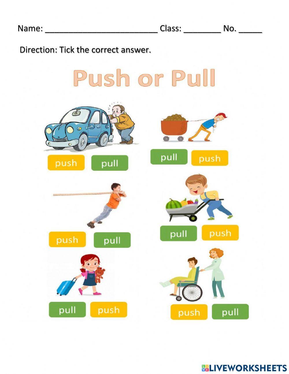 Push and Pull online worksheet for Grade 3 Live Worksheets