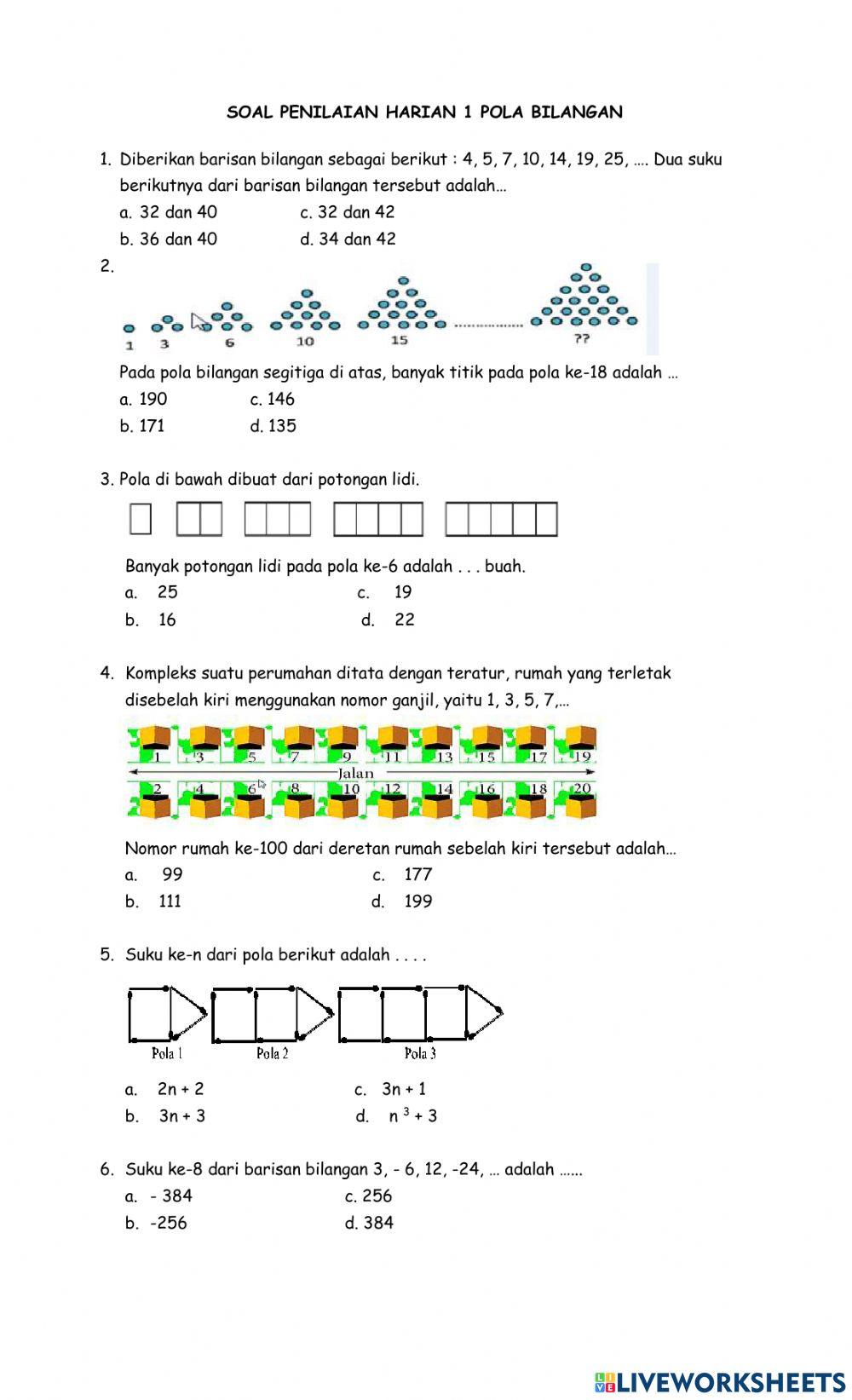 Penilaian pola bilangan