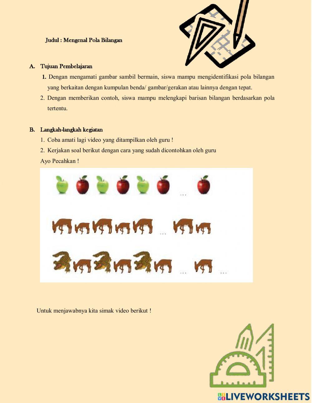 Mengenal Pola bilangan