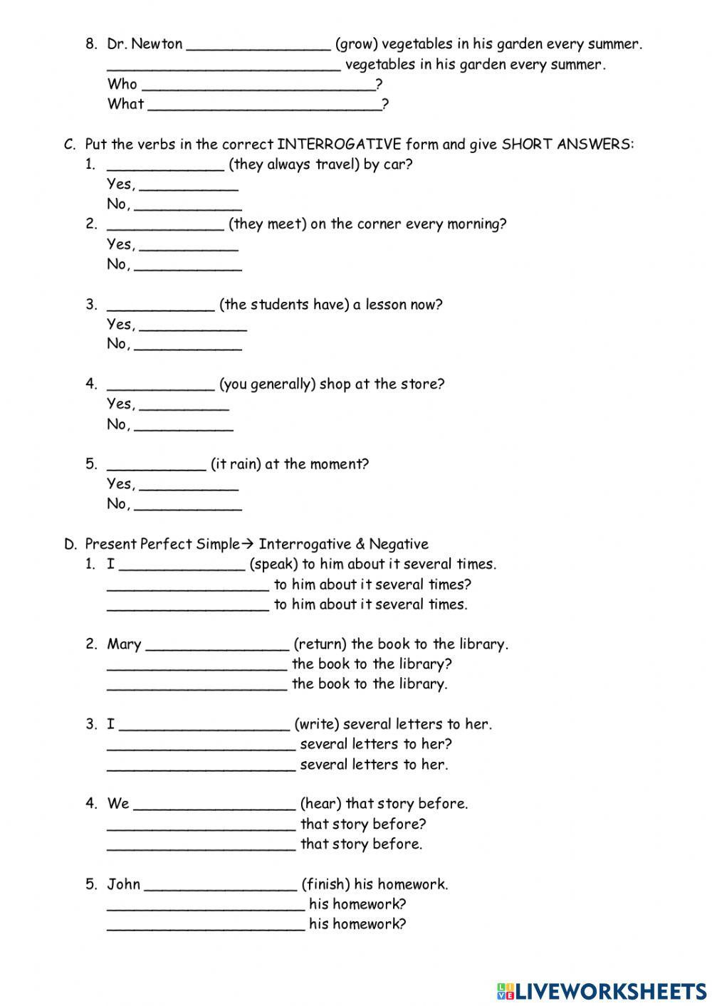 WS 4 Simple Present-Present Continuous-Present Perfect