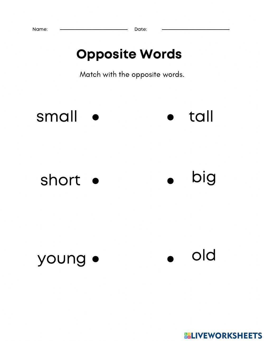 Opposites online exercise for Grade 1 | Live Worksheets