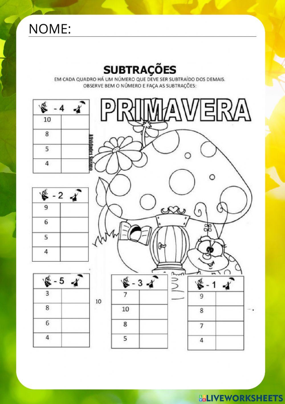 Subtração primavera