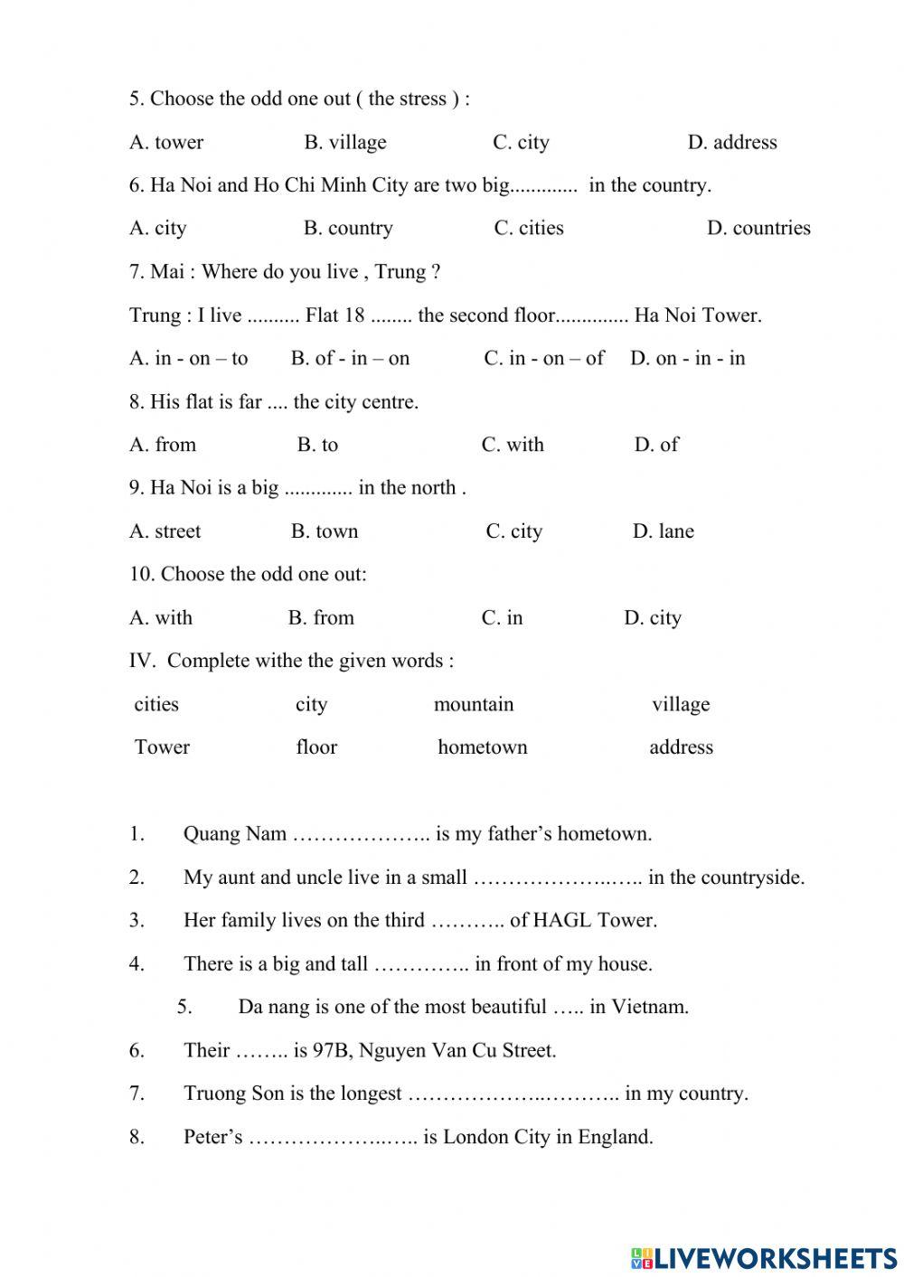 Unit 1: What's your address?