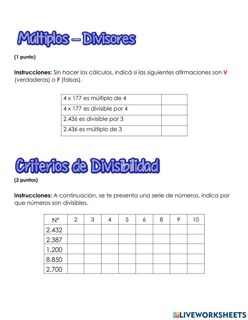 Criterios de divisibilidad