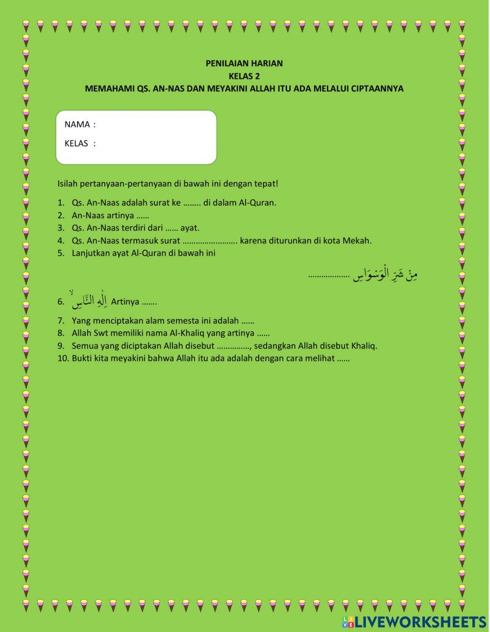 Penilaian Harian PAI