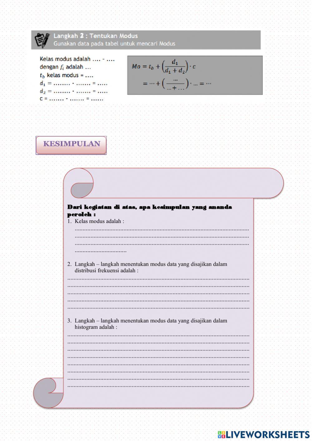 LKPD MODUS online exercise for | Live Worksheets