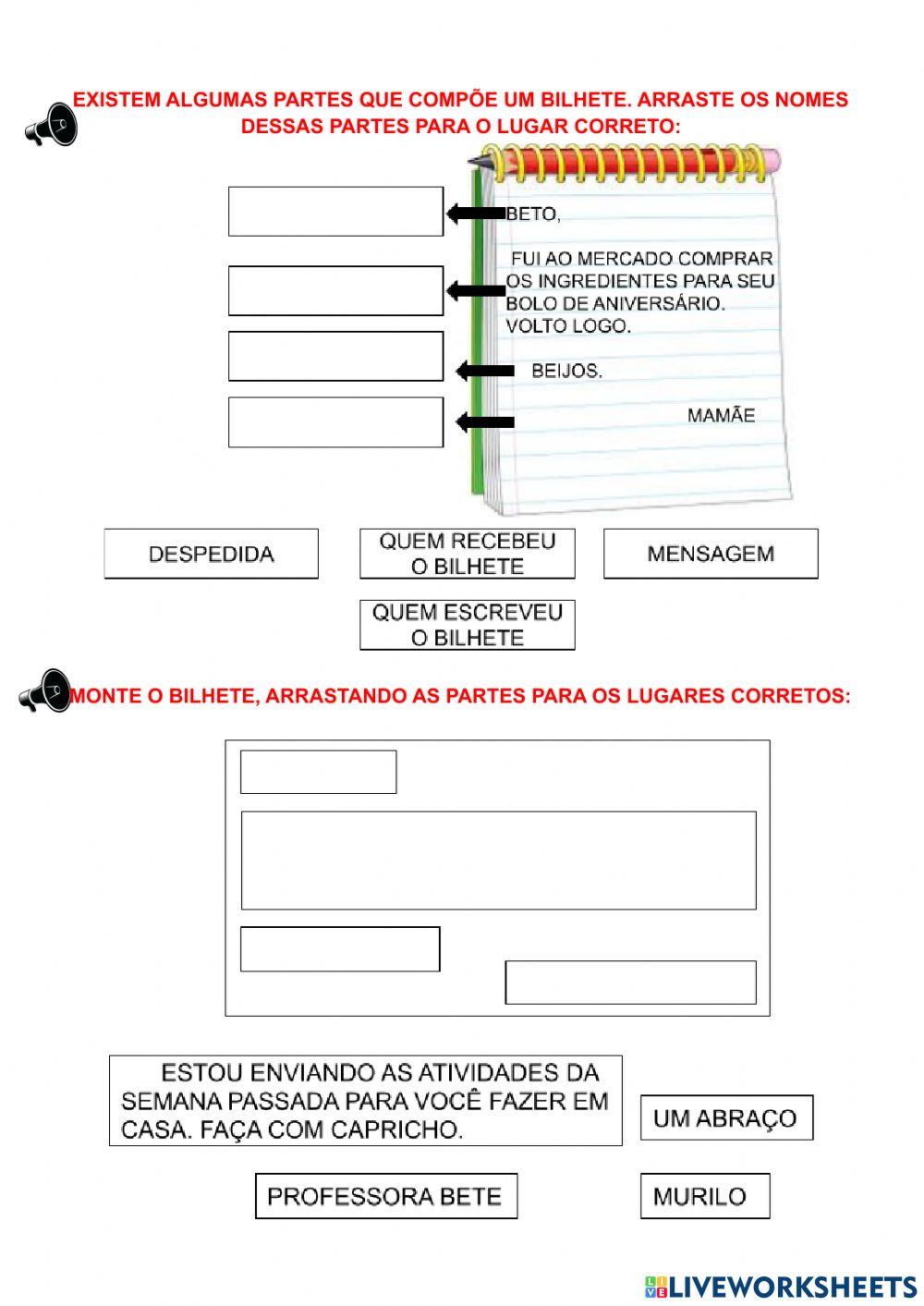 Gênero textual bilhete