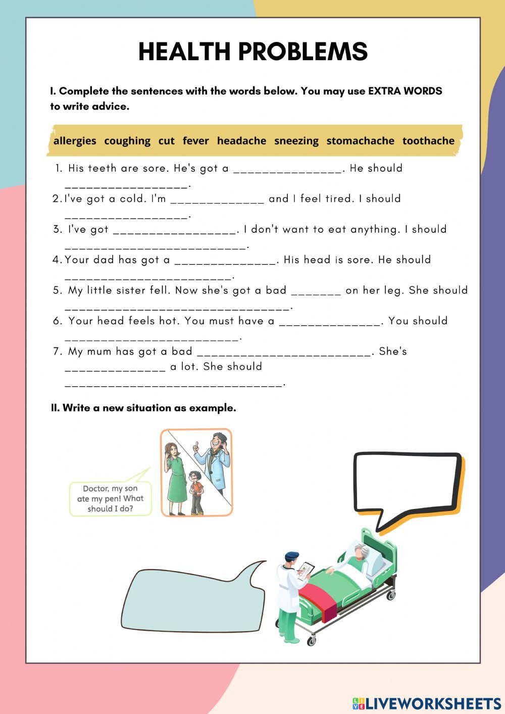 Health problems online exercise for 5-6 | Live Worksheets