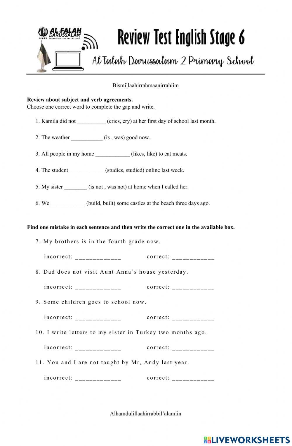 Subject and Verb Agreement