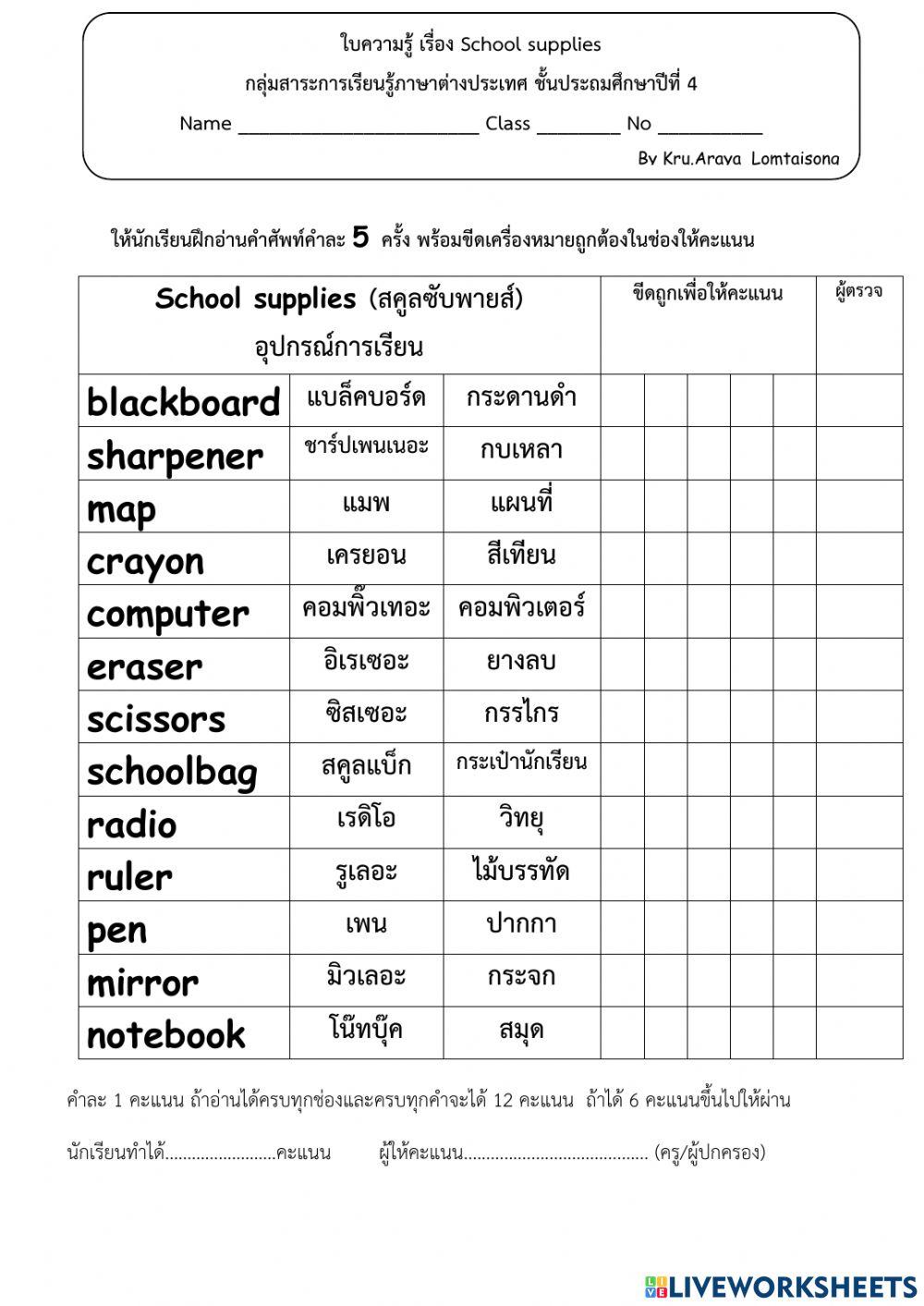 Things in the classroom grade 4.....