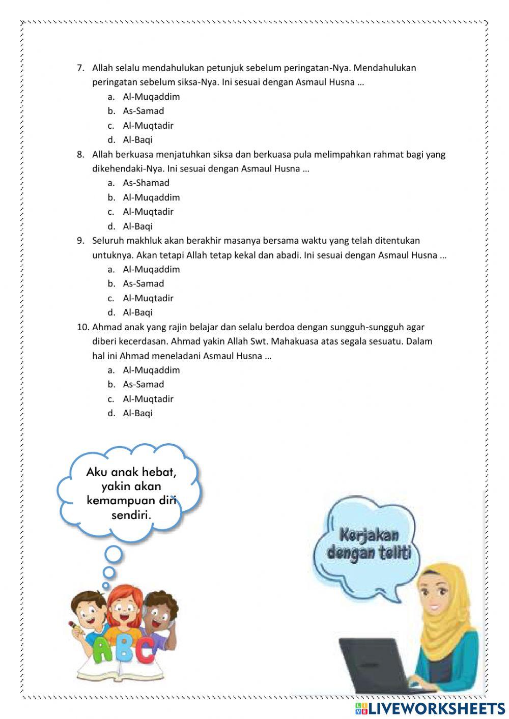 LATIHAN PAI KELAS 6 MATERI ASMAUL HUSNA