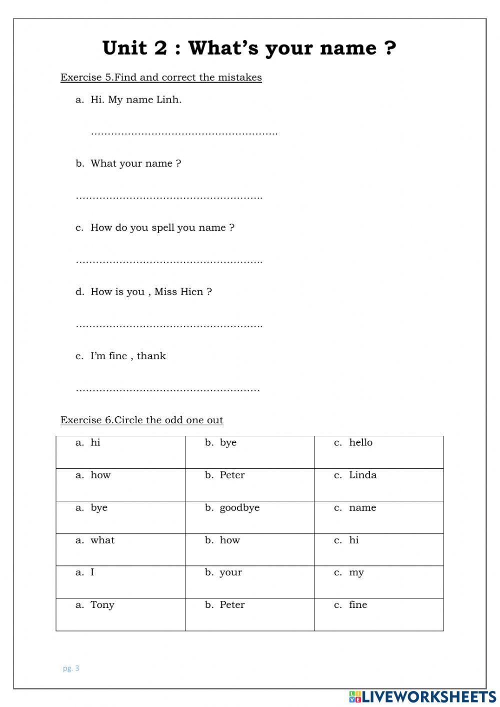 3FE- Unit 2 -Grade 3