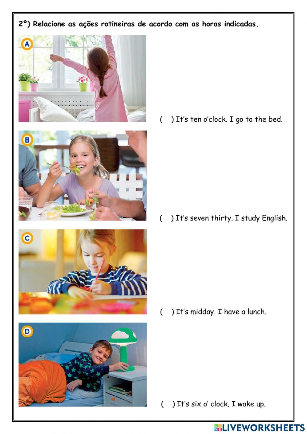 Atividade escrita e auditiva de Inglês