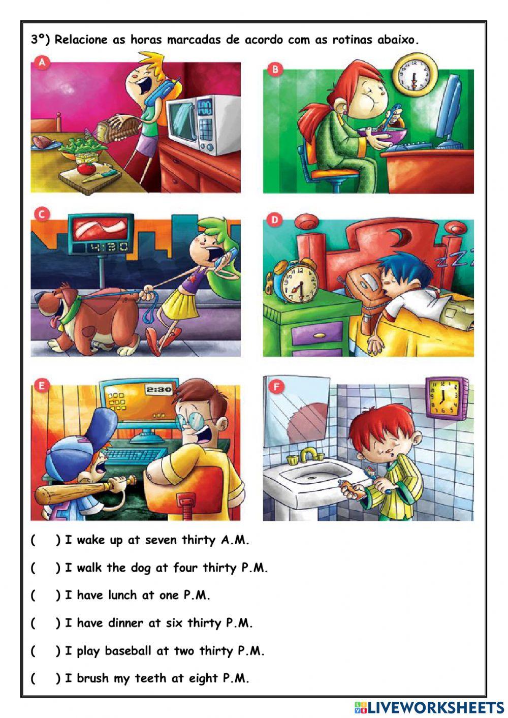 Atividade escrita e auditiva de Inglês