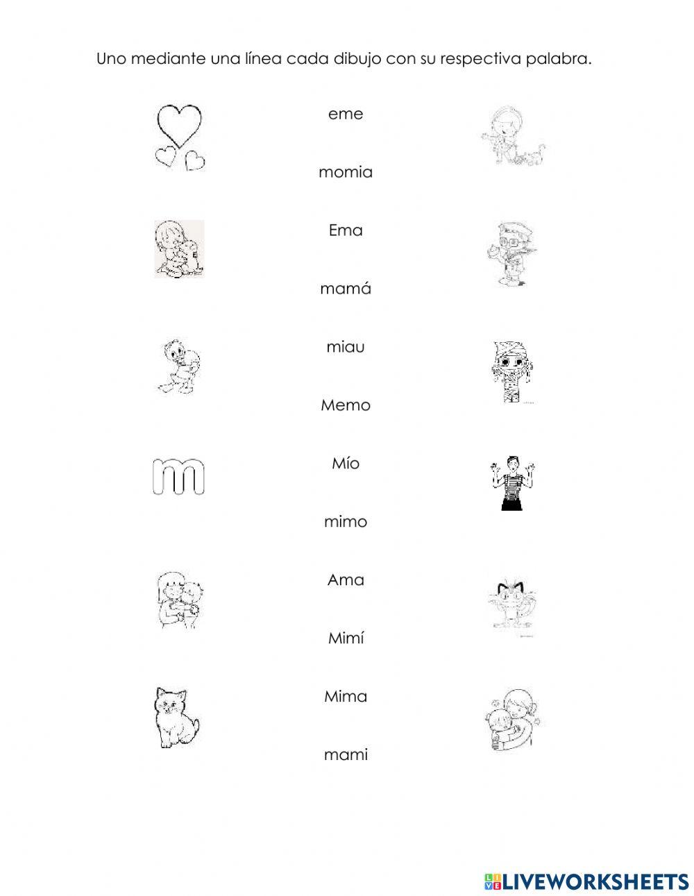 Vobabulario con fonema m