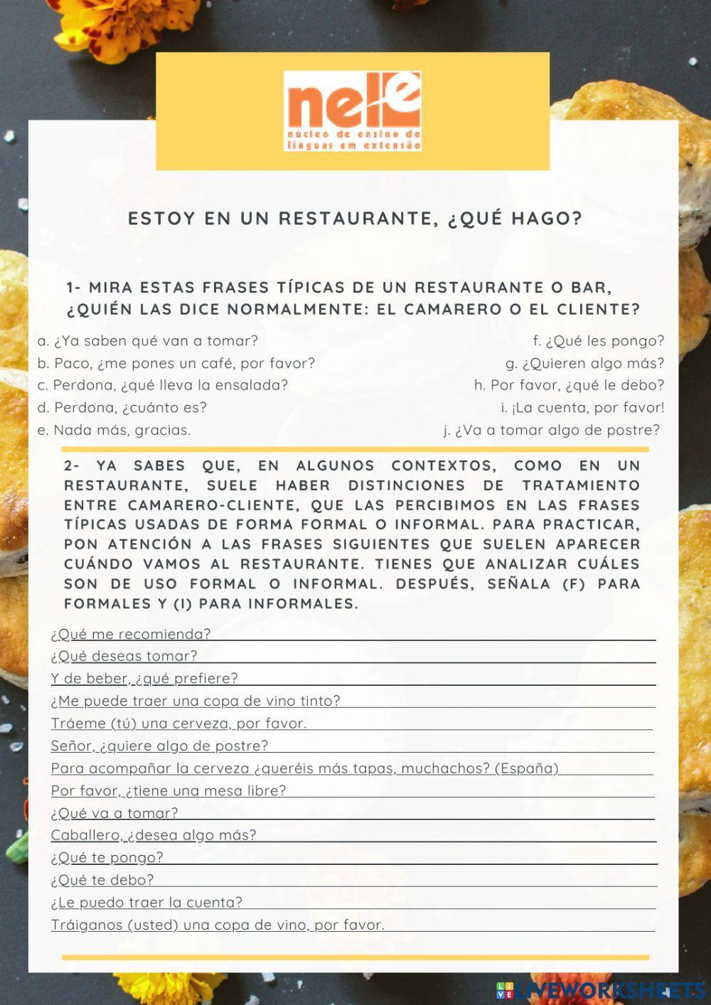 Qué hago en el restaurante